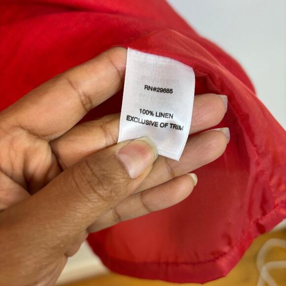 Pendleton Linen Lora Shift Dress Size 16 Cayenne Textured Red Relaxed Resort - Picture 8 of 12